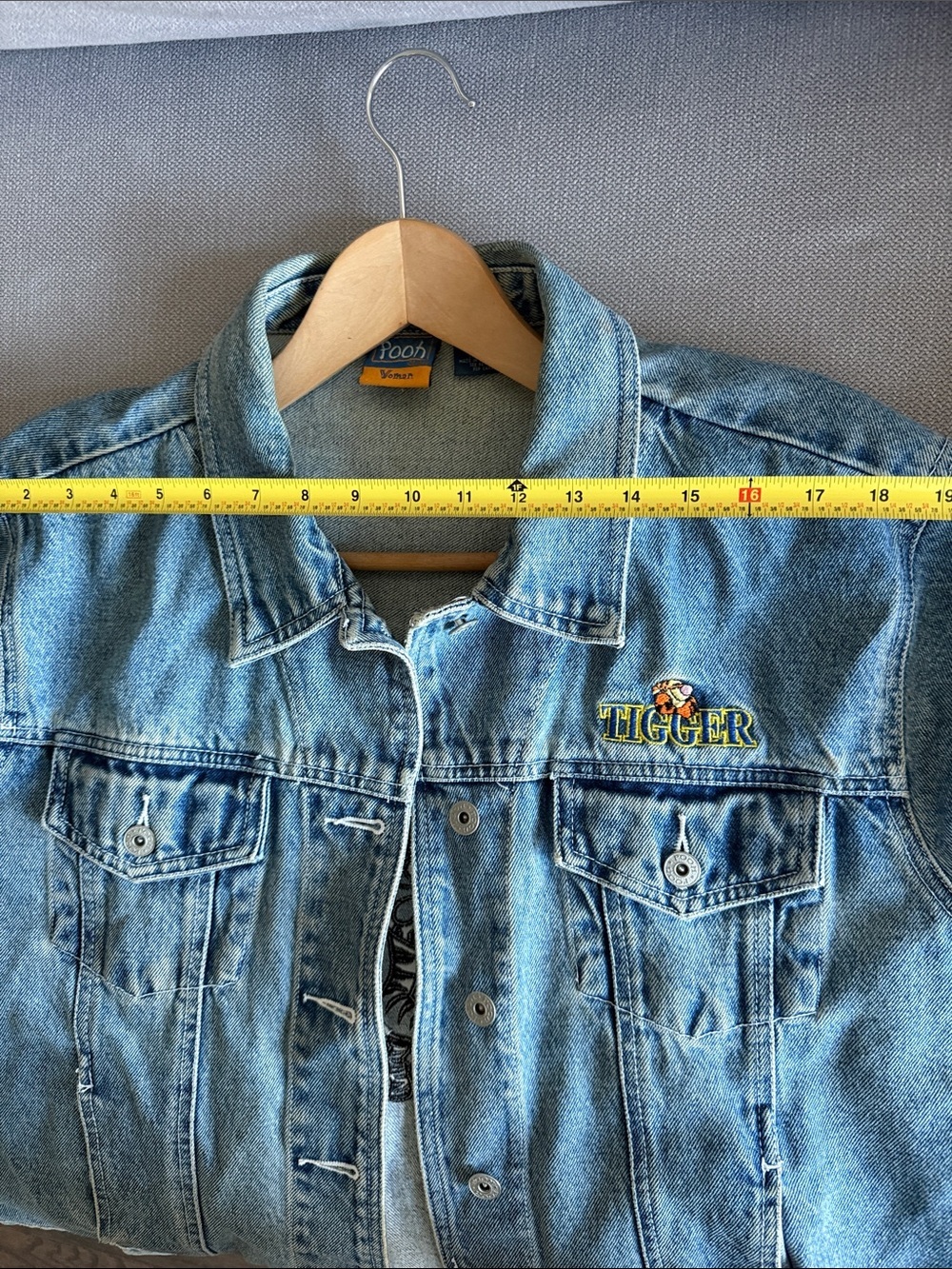 Vintage Disney Tiger Light Wash Denim Jacket  Embroidered Label Size 2X - Picture 6 of 10